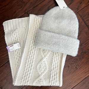 A New Day Knit Winter Set Beanie + Cable Knit Scarf Cream One Size NWT